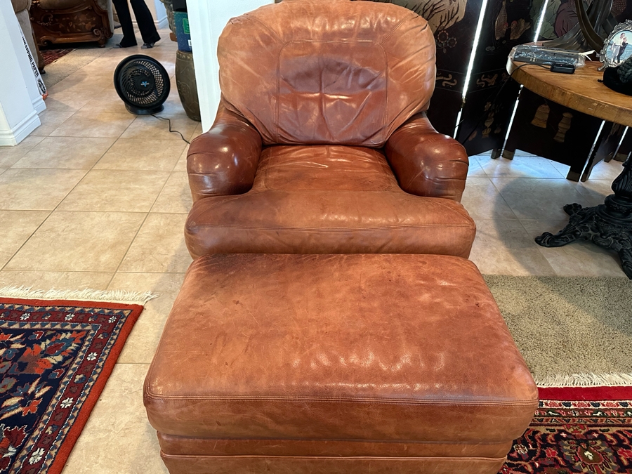 Whittemore-Sherrill Leather Armchair 36W X 43D X 33H With Ottoman