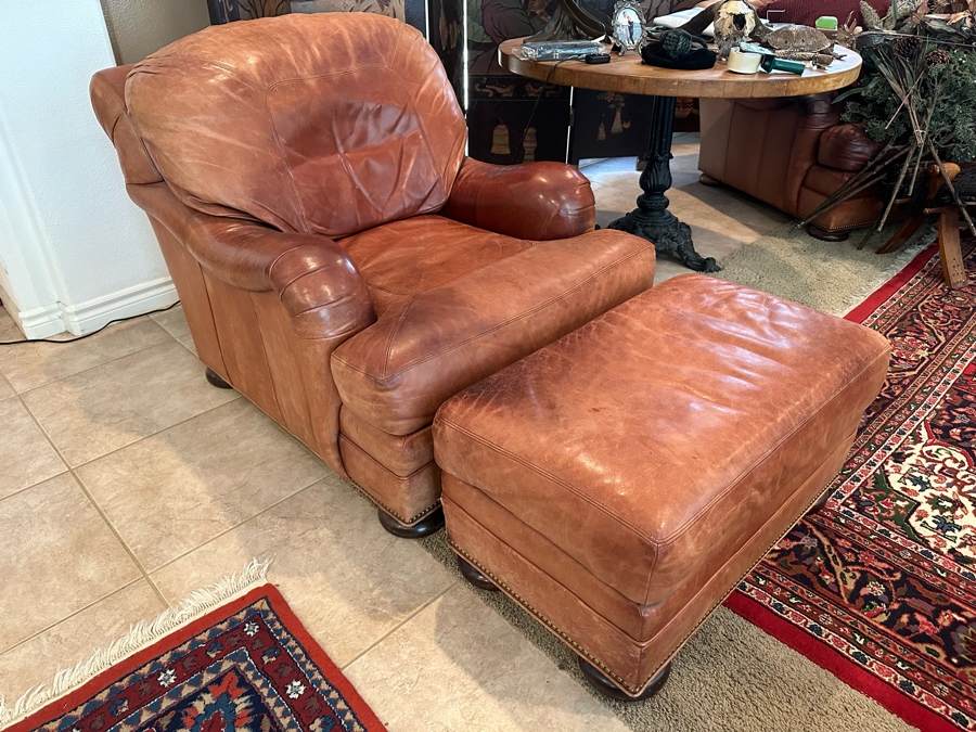 Whittemore-Sherrill Leather Armchair 36W X 43D X 33H With Ottoman [Photo 3]