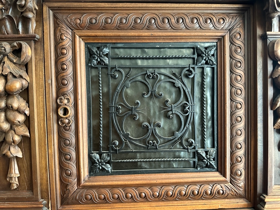Impressive Antique Hand Carved Sideboard Or BackBar Cabinet 84W X 23.5D X 85.5H [Photo 12]