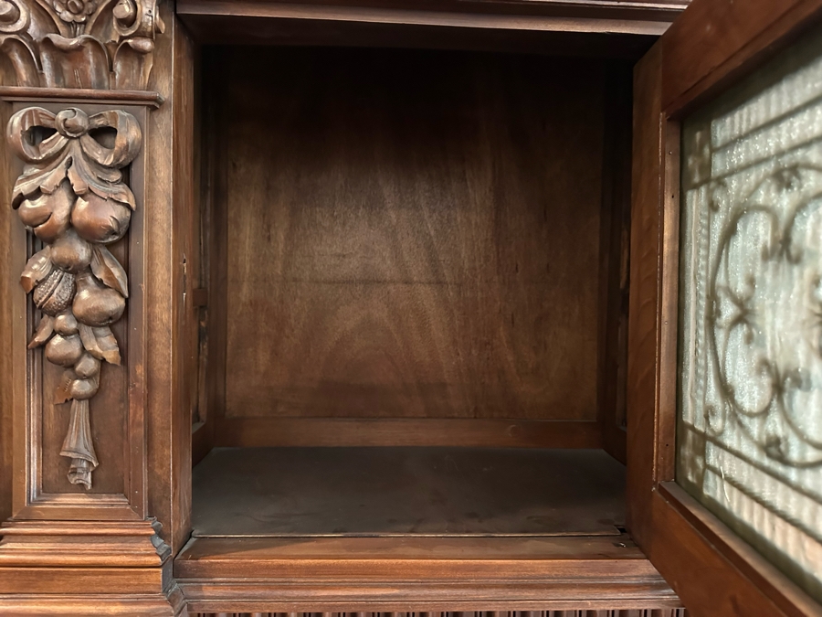 Impressive Antique Hand Carved Sideboard Or BackBar Cabinet 84W X 23.5D X 85.5H [Photo 18]