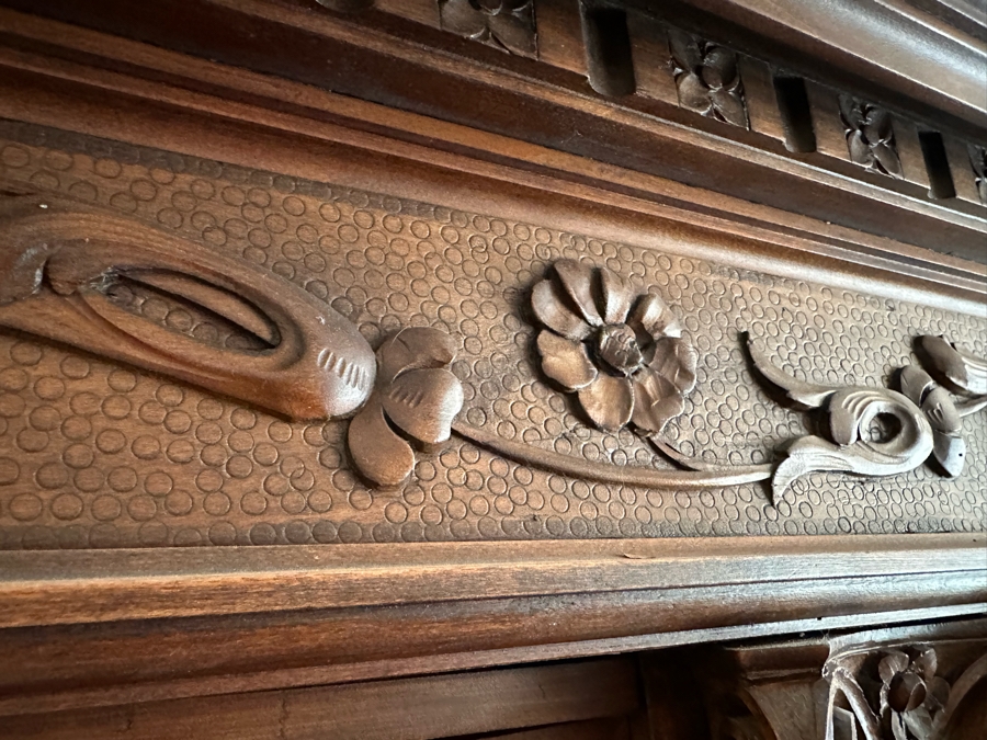 Impressive Antique Hand Carved Sideboard Or BackBar Cabinet 84W X 23.5D X 85.5H [Photo 22]