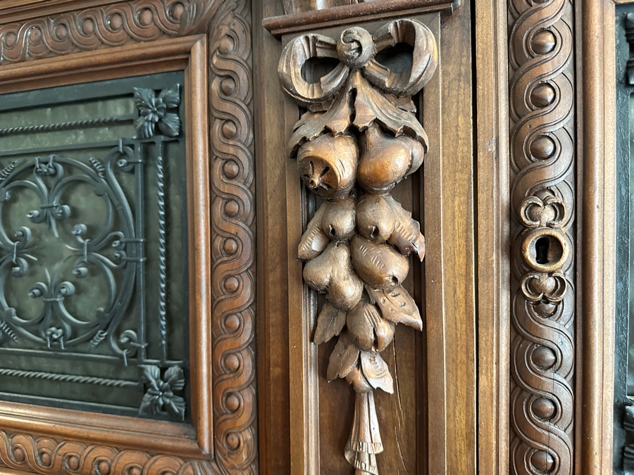 Impressive Antique Hand Carved Sideboard Or BackBar Cabinet 84W X 23.5D X 85.5H [Photo 11]