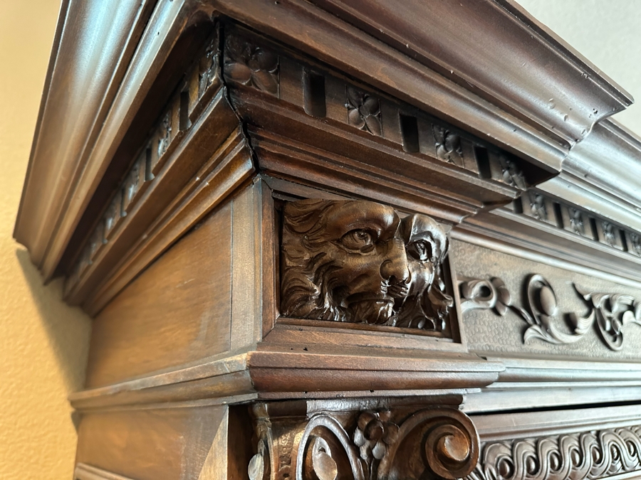 Impressive Antique Hand Carved Sideboard Or BackBar Cabinet 84W X 23.5D X 85.5H [Photo 16]