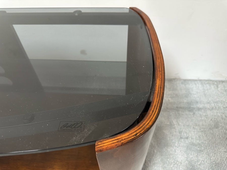 Bell’o Furniture Bent Plywood Stand Cabinet With Glass Shelves 51.5W X 20D X 23.5H [Photo 5]