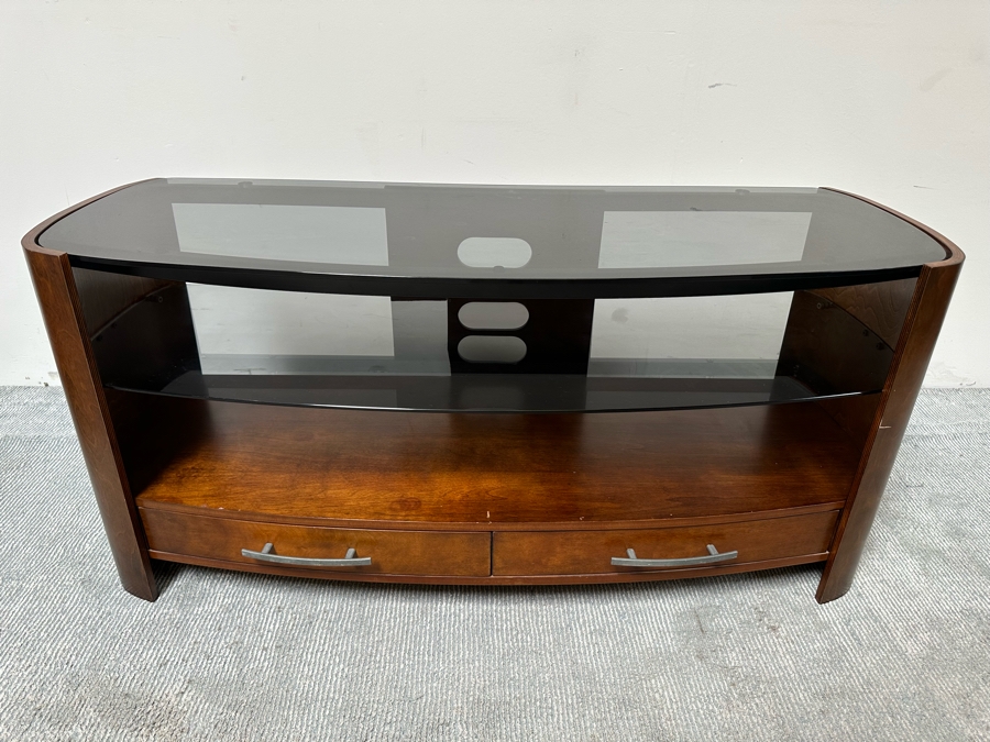 Bell’o Furniture Bent Plywood Stand Cabinet With Glass Shelves 51.5W X 20D X 23.5H [Photo 4]