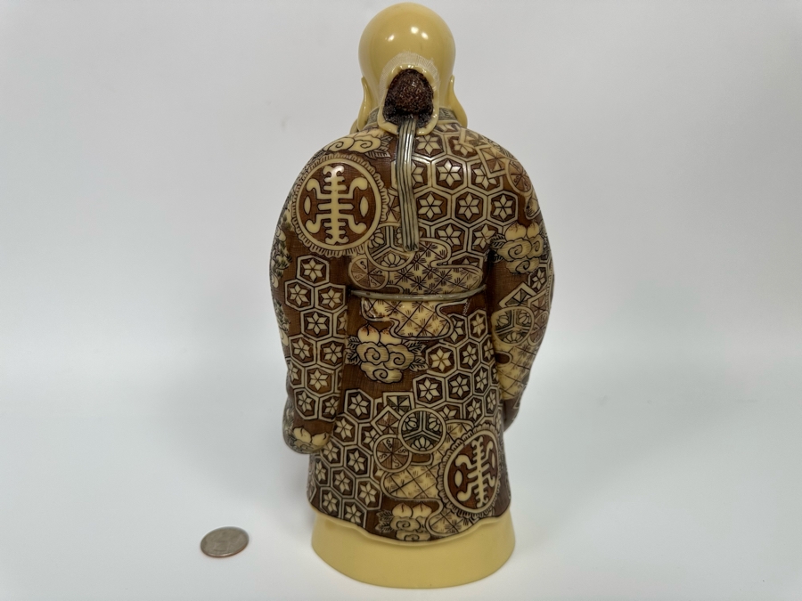 Vintage Chinese Resin Statue Of Shou Lao Longevity Figurine Signed On Bottom 10H [Photo 7]