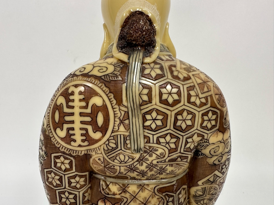 Vintage Chinese Resin Statue Of Shou Lao Longevity Figurine Signed On Bottom 10H [Photo 8]