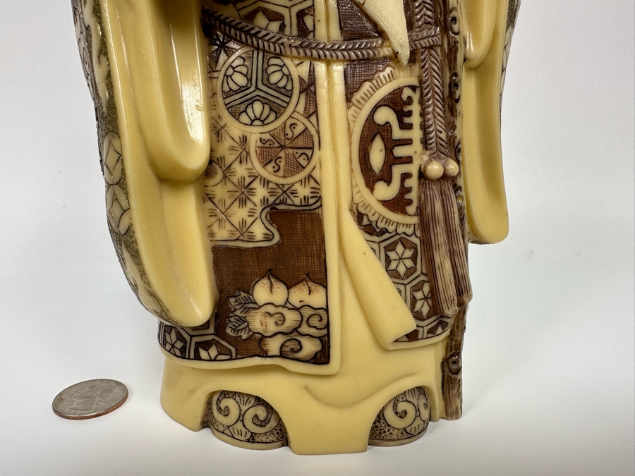 Vintage Chinese Resin Statue Of Shou Lao Longevity Figurine Signed On Bottom 10H [Photo 6]