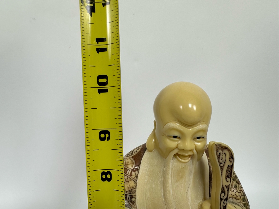 Vintage Chinese Resin Statue Of Shou Lao Longevity Figurine Signed On Bottom 10H [Photo 12]