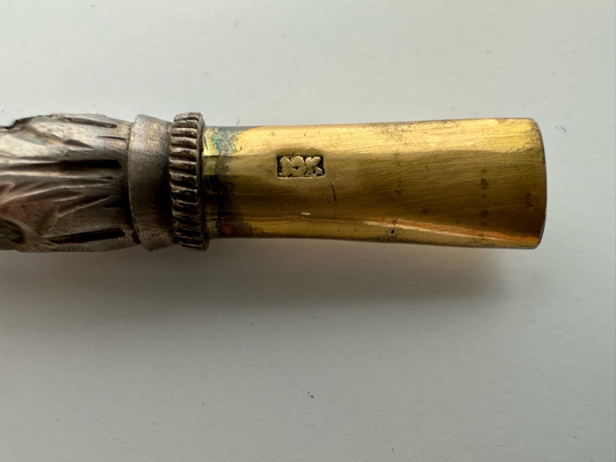 Seven 800 Silver Vintage Straws One On Top With 14K Gold Ornamentation 203g [Photo 4]