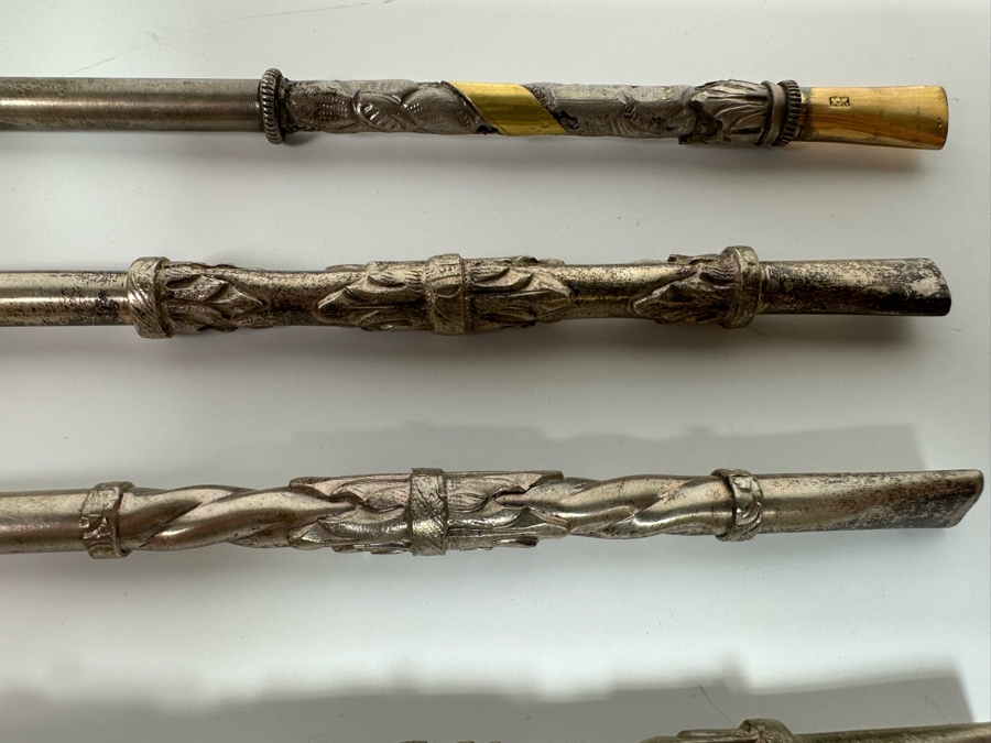 Seven 800 Silver Vintage Straws One On Top With 14K Gold Ornamentation 203g [Photo 7]