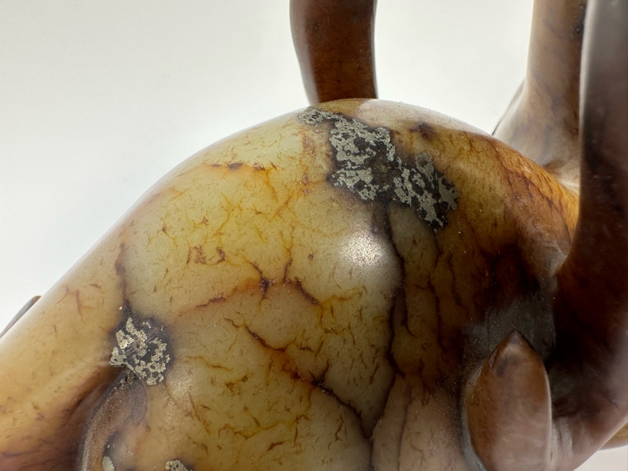 Vintage Chinese Carved Jade Stone Foo Dog 11W X 3.5D X 8.5H [Photo 13]