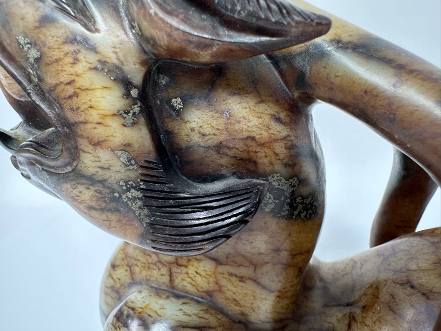 Vintage Chinese Carved Jade Stone Foo Dog 11W X 3.5D X 8.5H [Photo 6]