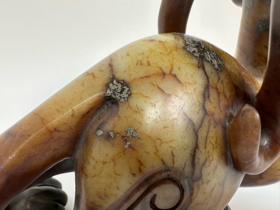 Vintage Chinese Carved Jade Stone Foo Dog 11W X 3.5D X 8.5H [Photo 14]