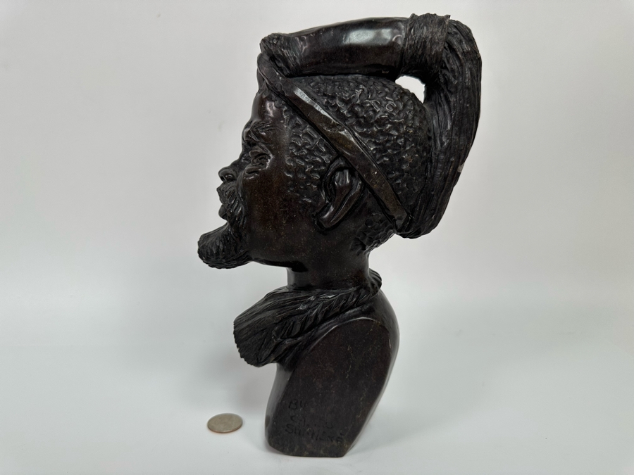 Vintage Caleb Samhere Carved Stone Shona Sculpture From Zimbabwe Africa 3W X 6.5D X 10.5H [Photo 12]