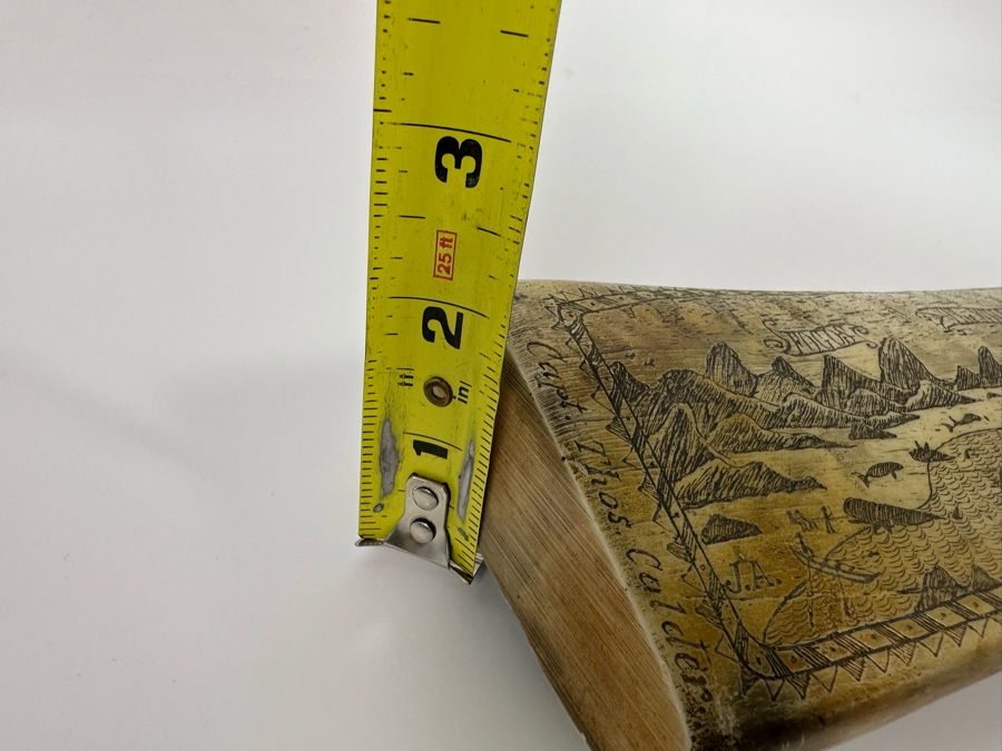 Decorative Faux Scrimshaw Resin Depicting 1842 The Whaler Scene 17W X 2D X 4.5H [Photo 15]