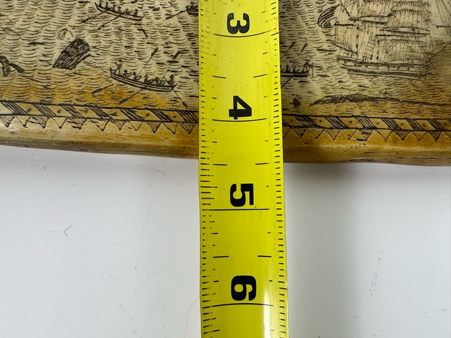 Decorative Faux Scrimshaw Resin Depicting 1842 The Whaler Scene 17W X 2D X 4.5H [Photo 14]