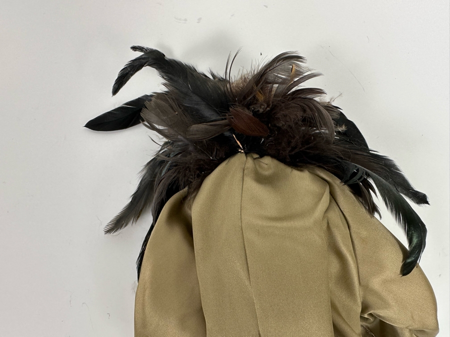 Vintage Hand Painted Porcelain Doll With Feathers 16L [Photo 7]