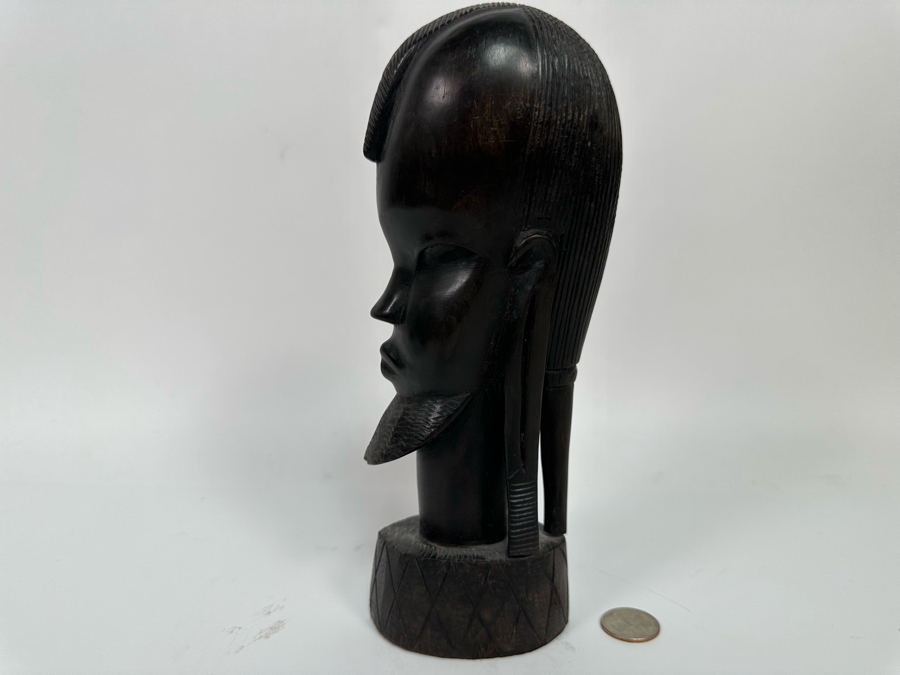Hand Carved African Hardwood Bust Sculpture 9.5H [Photo 2]
