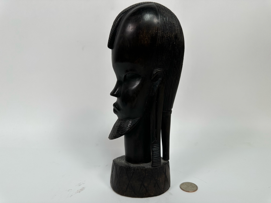Hand Carved African Hardwood Bust Sculpture 9.5H [Photo 3]
