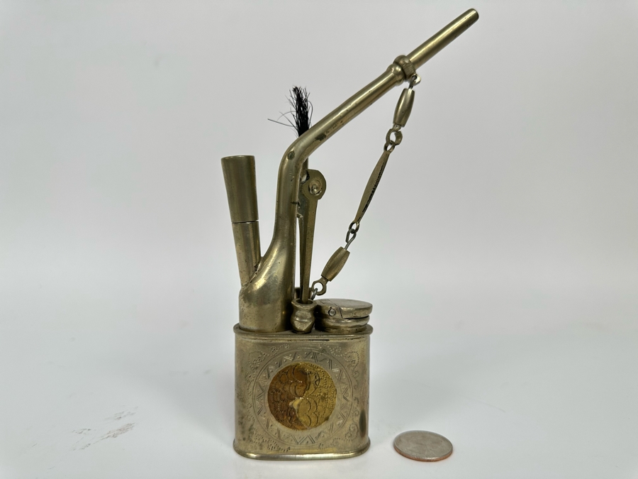 Just Added - Vintage Chinese Metal Opium Water Pipe 4W X 7H [Photo 3]