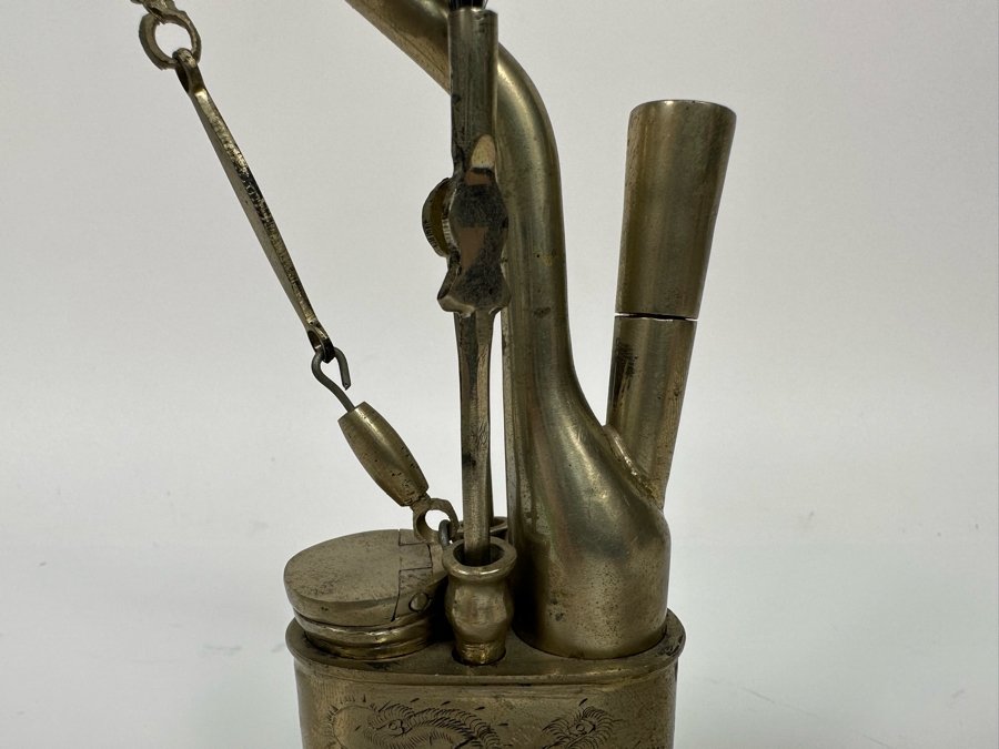 Just Added - Vintage Chinese Metal Opium Water Pipe 4W X 7H [Photo 6]