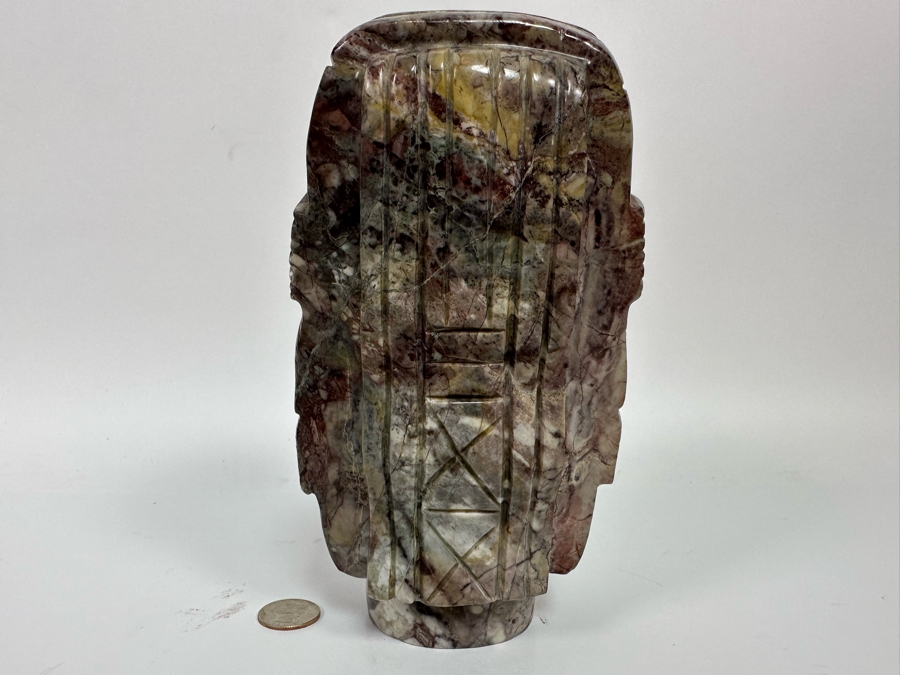 Vintage Mayan Indian Carved Stone Bust Sculpture 4.5W X 4.5D X 8H [Photo 10]