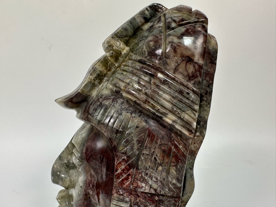 Vintage Mayan Indian Carved Stone Bust Sculpture 4.5W X 4.5D X 8H [Photo 13]