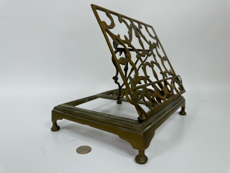Vintage Brass Adjustable Book Cookbook Stand Folding 11W X 8.5D X 8H [Photo 5]