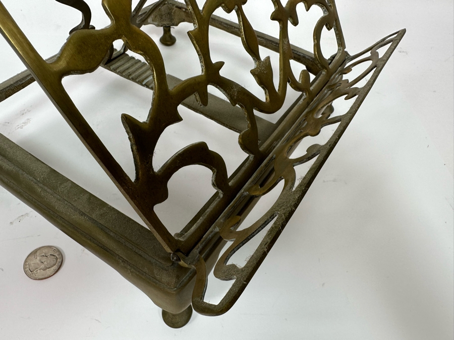 Vintage Brass Adjustable Book Cookbook Stand Folding 11W X 8.5D X 8H [Photo 4]