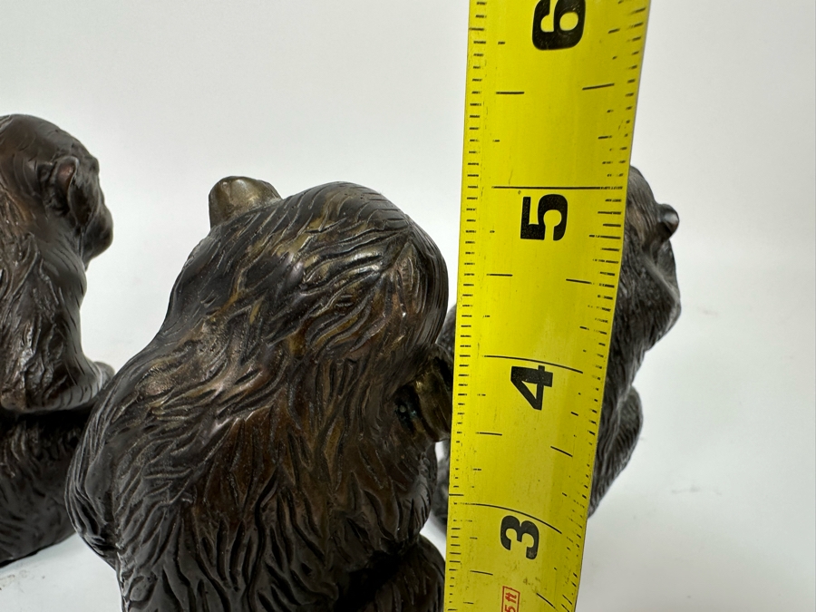 Three Wise Metal Monkey Figurines 5H [Photo 8]
