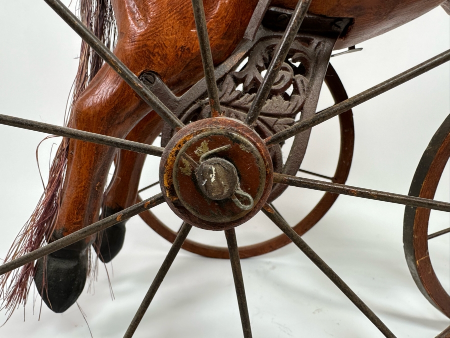 Wooden And Metal Decorative Horse Child's Tricycle Pedal Toy 22W X 13D X 22H [Photo 7]