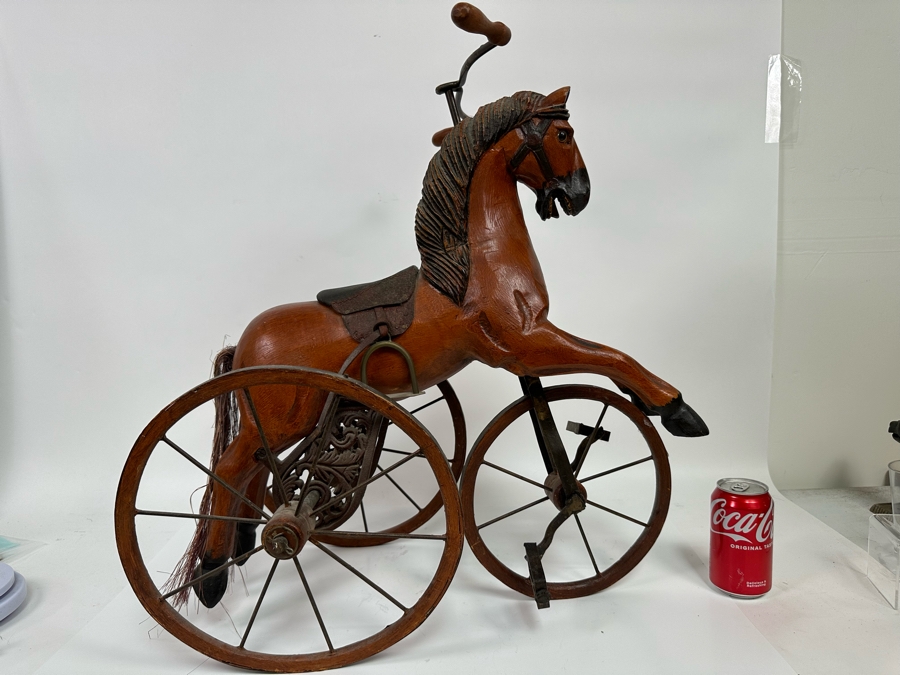 Wooden And Metal Decorative Horse Child's Tricycle Pedal Toy 22W X 13D X 22H [Photo 2]