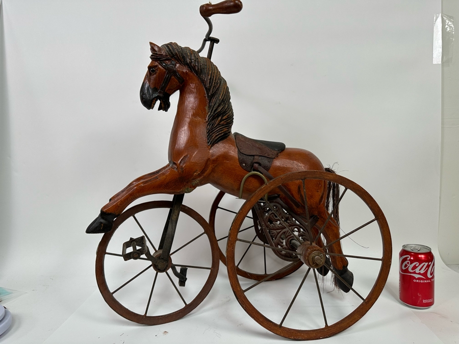 Wooden And Metal Decorative Horse Child's Tricycle Pedal Toy 22W X 13D X 22H [Photo 11]