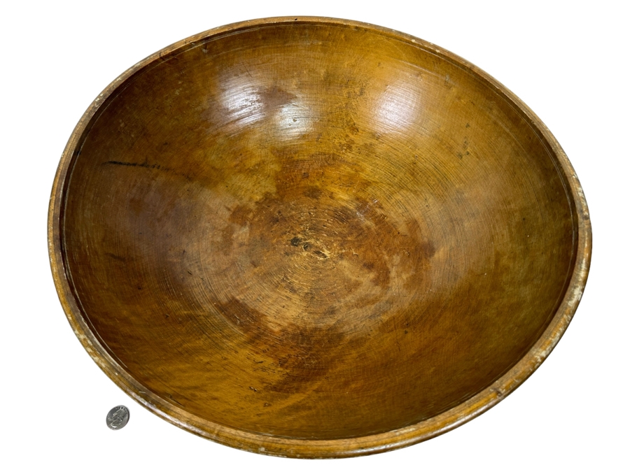 Large Primitive Wooden Dough Bowl 18.5R X 6H [Photo 1]