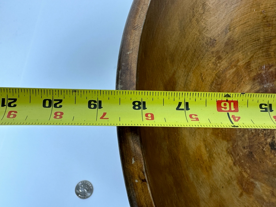 Large Primitive Wooden Dough Bowl 18.5R X 6H [Photo 11]