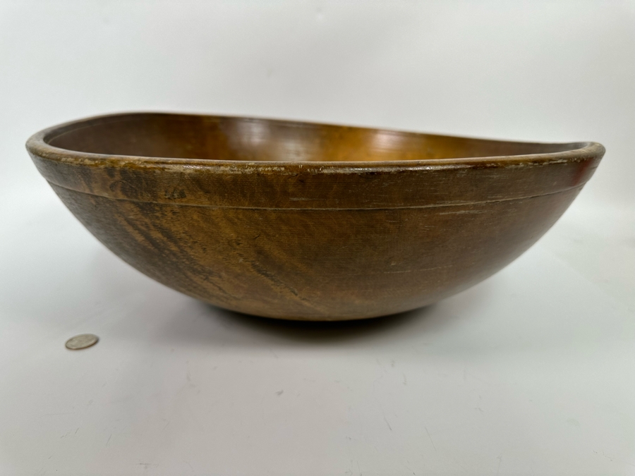 Large Primitive Wooden Dough Bowl 18.5R X 6H [Photo 8]