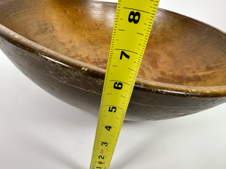 Large Primitive Wooden Dough Bowl 18.5R X 6H [Photo 12]
