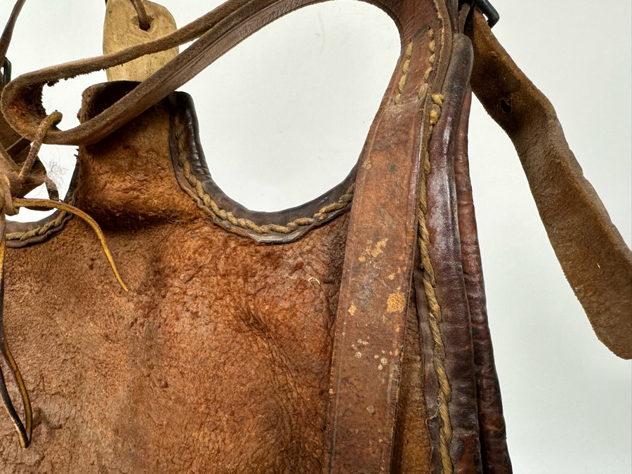 Antique Leather Bota Bag Wineskin Canteen Bag For Carrying Wine Or Water 14W X 18H [Photo 10]
