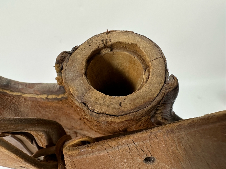 Antique Leather Bota Bag Wineskin Canteen Bag For Carrying Wine Or Water 14W X 18H [Photo 8]