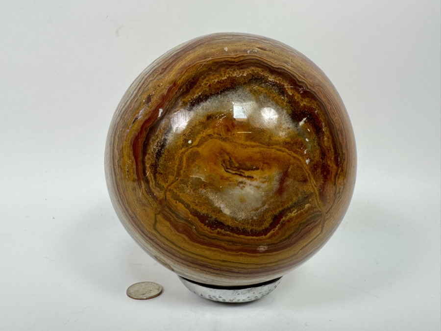 Large Banded Brown Agate Sphere 6W [Photo 3]