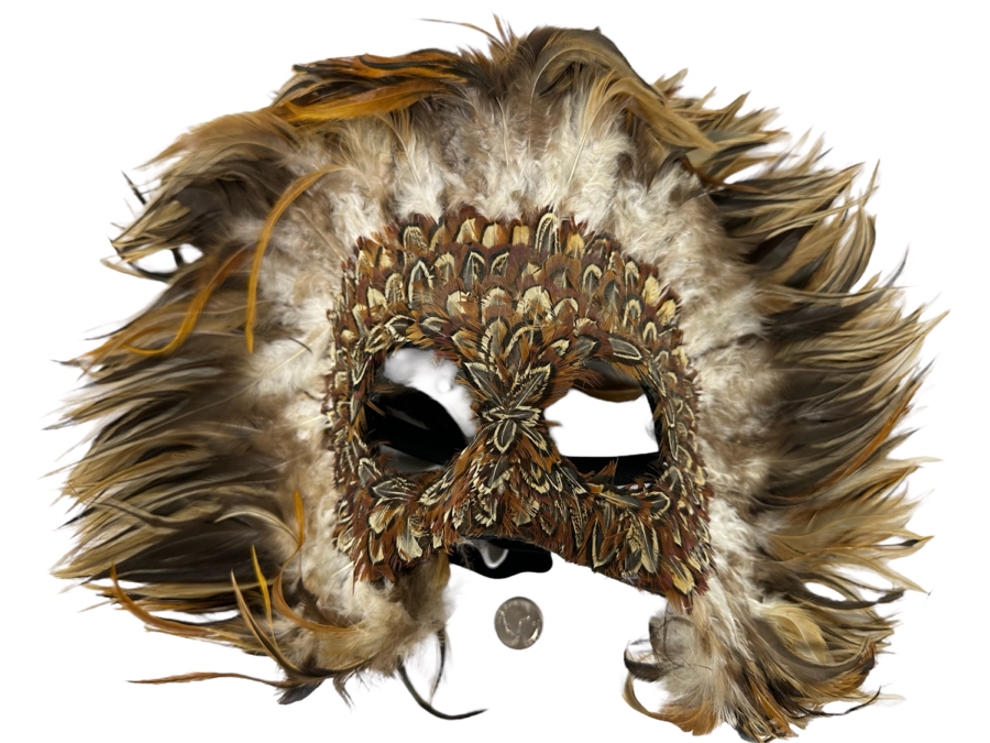 Handmade Feather Mask 16W X 12H
