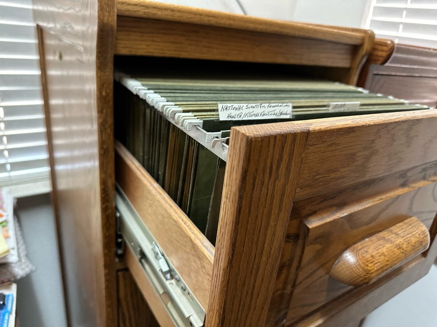 Pair Of Oak Vertical Filing Cabinets 53H [Photo 6]