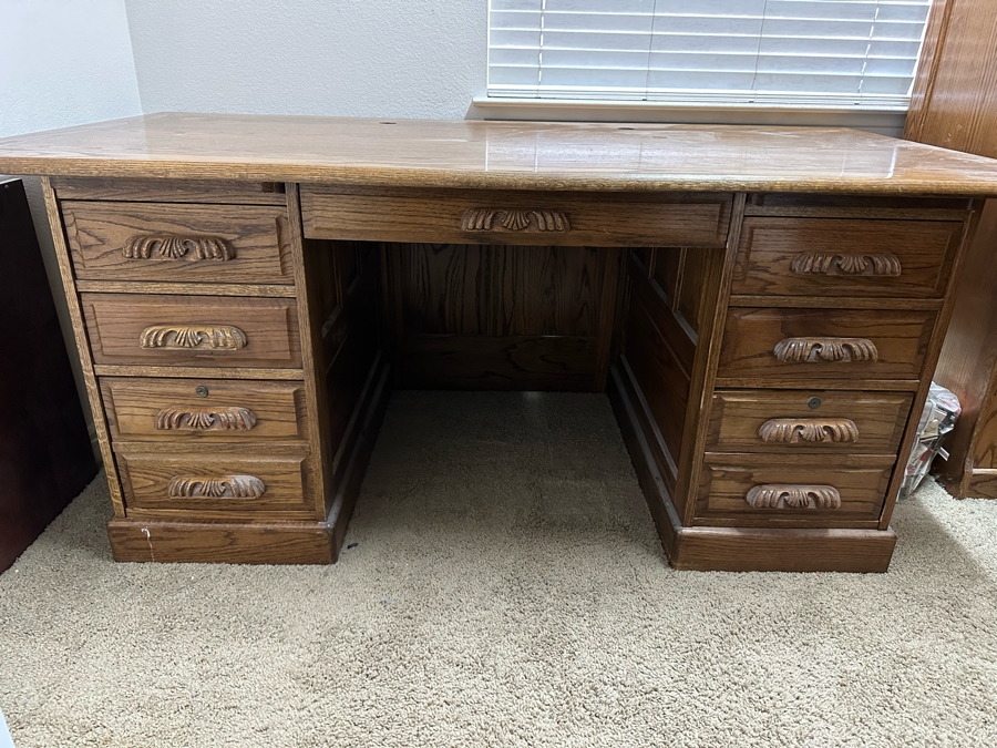 Oak Office Desk 72W X 36D X 30H [Photo 6]