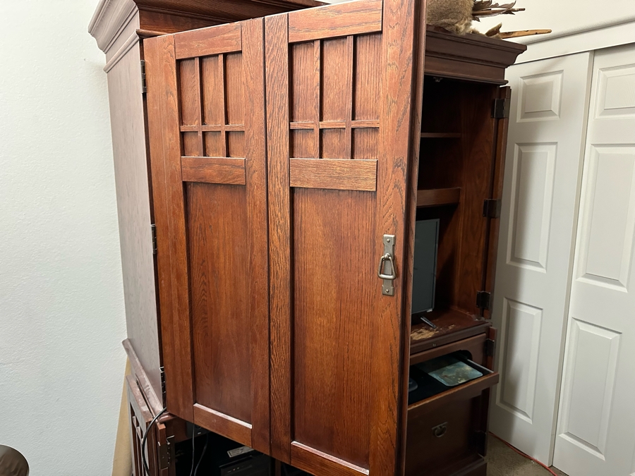 Arts & Crafts Style Armoire Cabinet 60W X 27D X 78H [Photo 1]