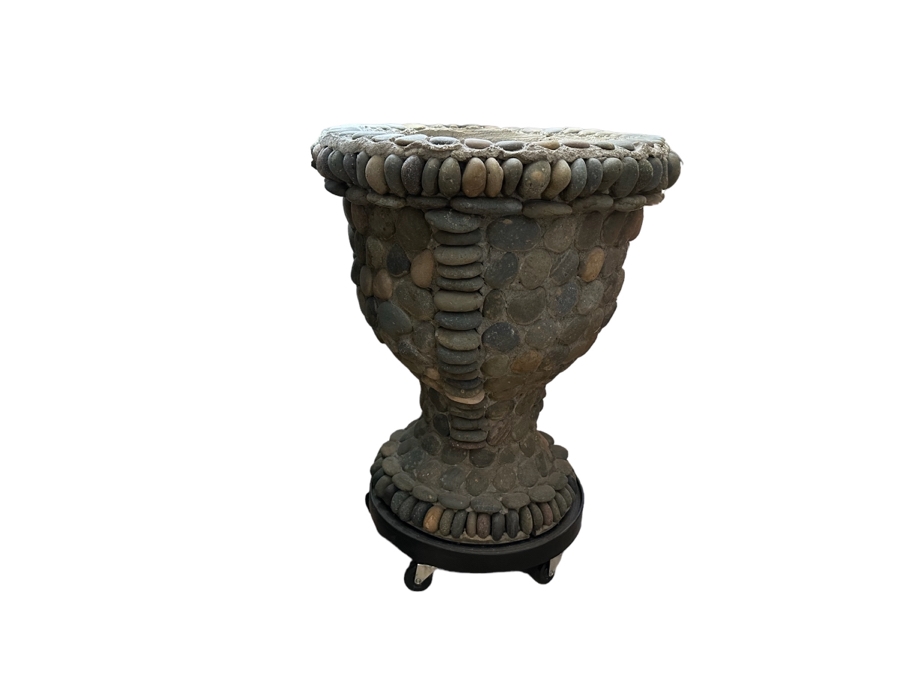 Pair Of Large Urn Style Flower Pots With Rolling Stands 21.5W X 25H [Photo 3]