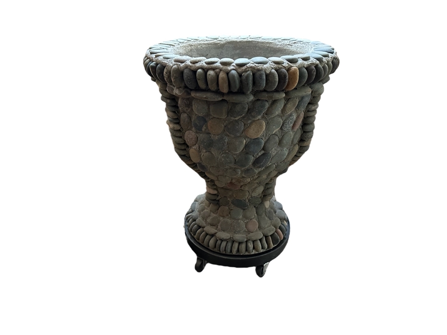 Pair Of Large Urn Style Flower Pots With Rolling Stands 21.5W X 25H [Photo 2]