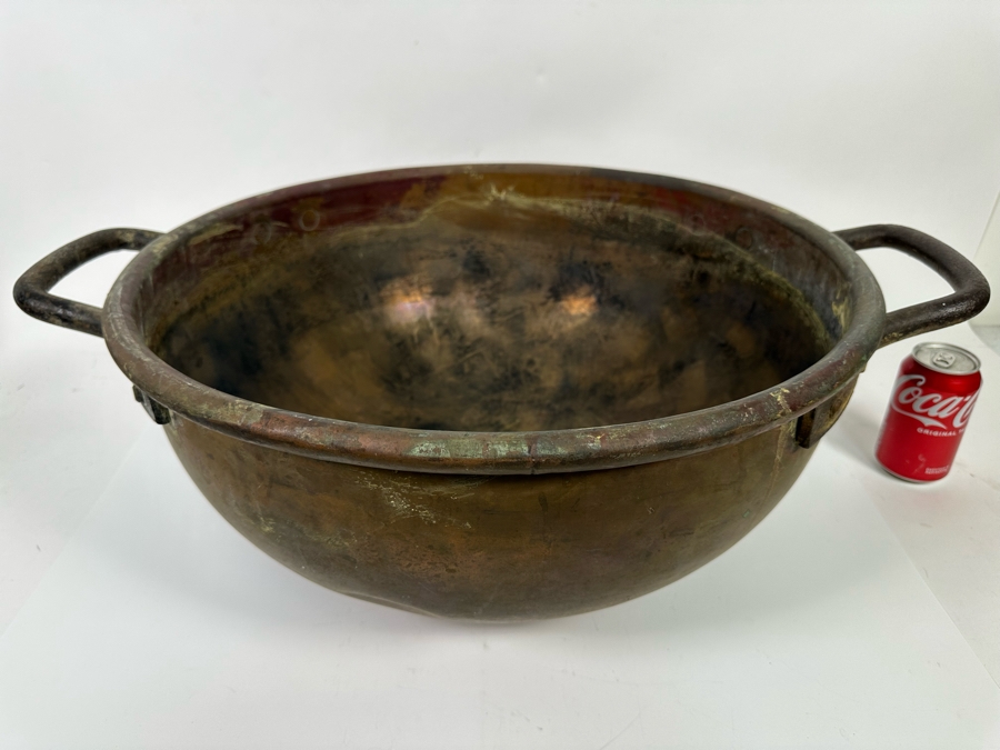 Antique Authentic Large Copper Candy Confectionery Making Cook Pot With Handles Heavy 28W X 21D X 10H [Photo 3]