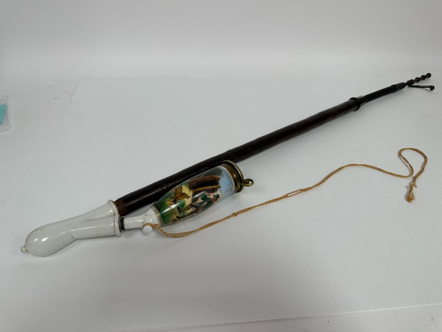 Last Minute Add - Vintage European German Long Porcelain Smoking Pipe [Photo 2]