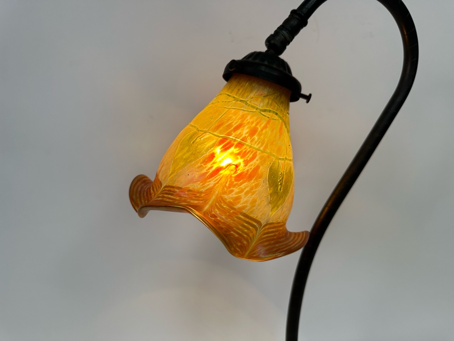 Last Minute Add - Contemporary Metal Pond Lily Accent Lamp With Glass Shade 19H [Photo 4]